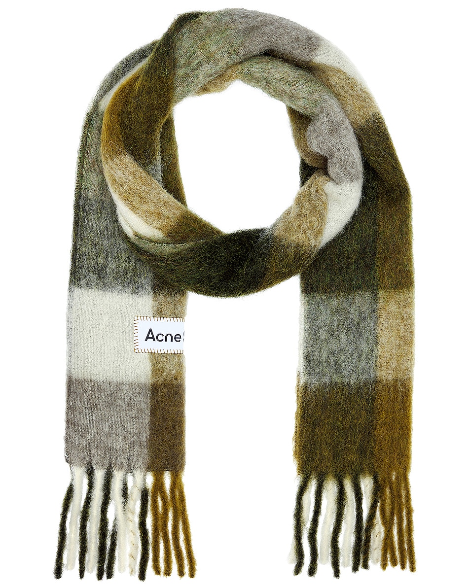 Image 1 of Acne Studios Heavy Scarf in Taupe, Green, & Black