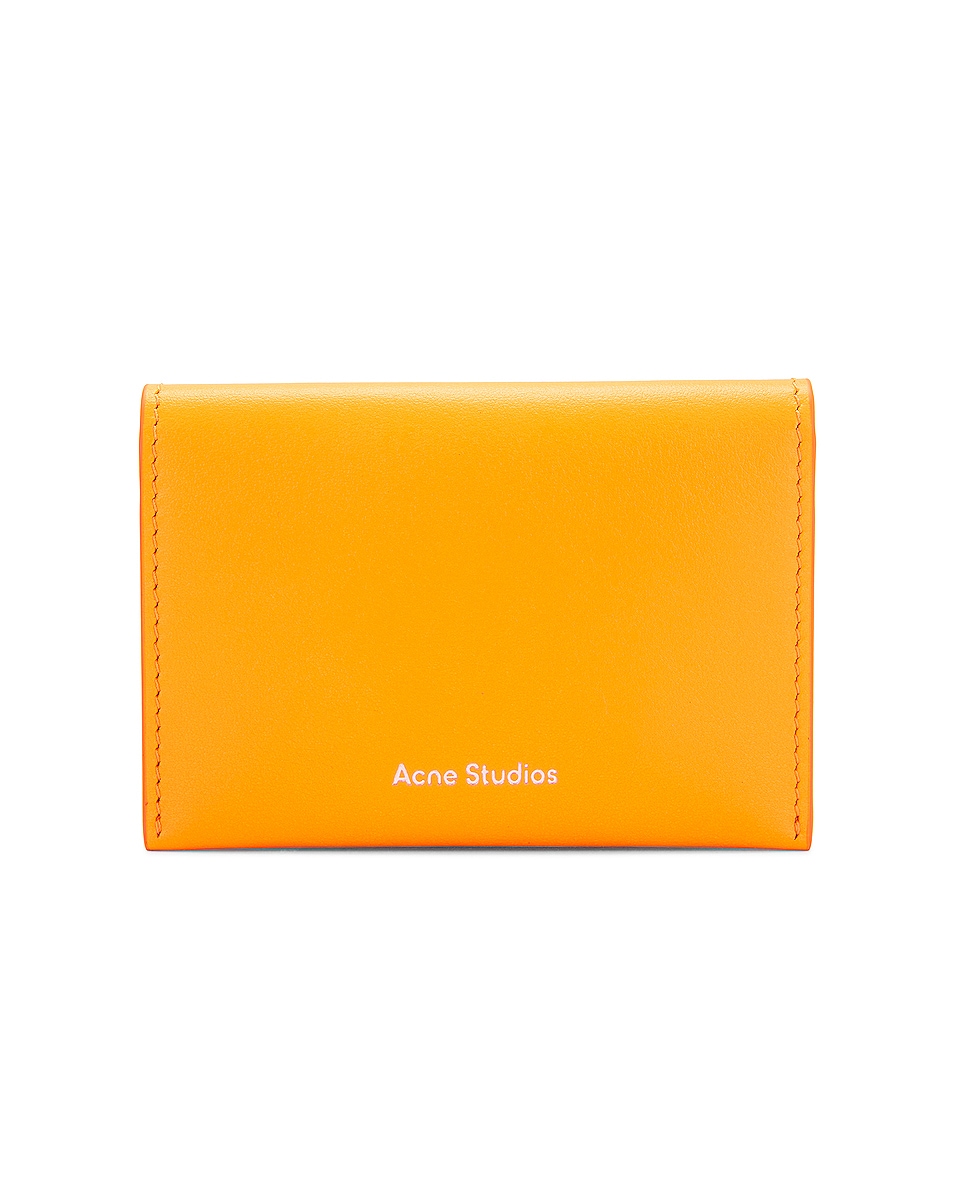Image 1 of Acne Studios Small Leather Wallet in Pumpkin Orange
