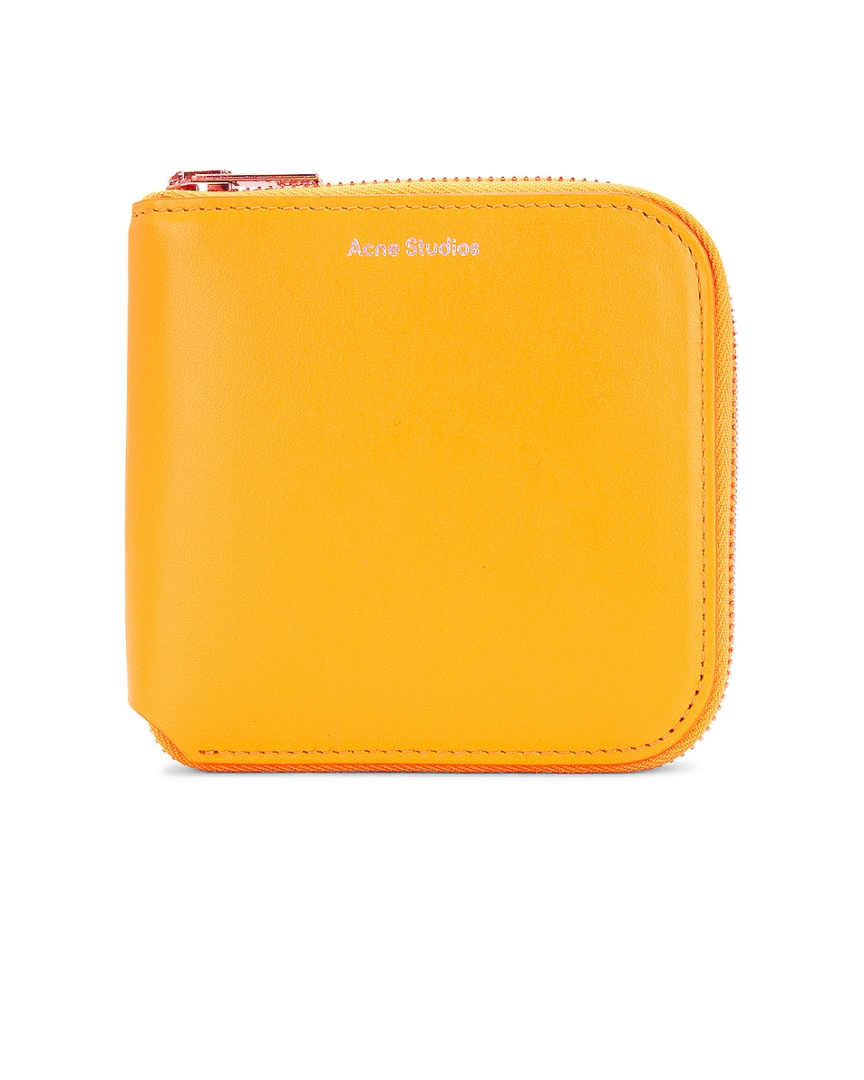 Image 1 of Acne Studios Leather Card Holder in Pumpkin Orange