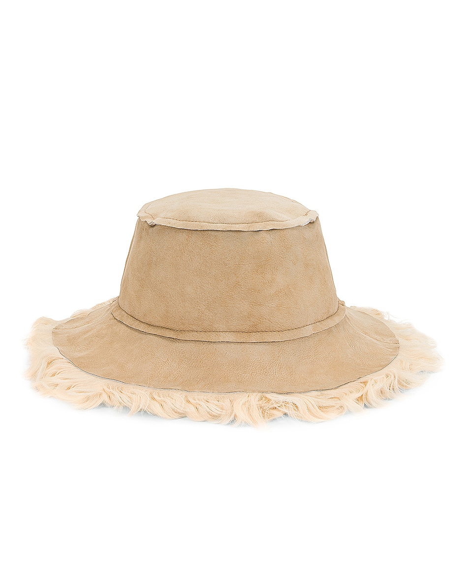 Image 1 of Acne Studios Brimmo Hat in Linen Beige & Ecru Beige