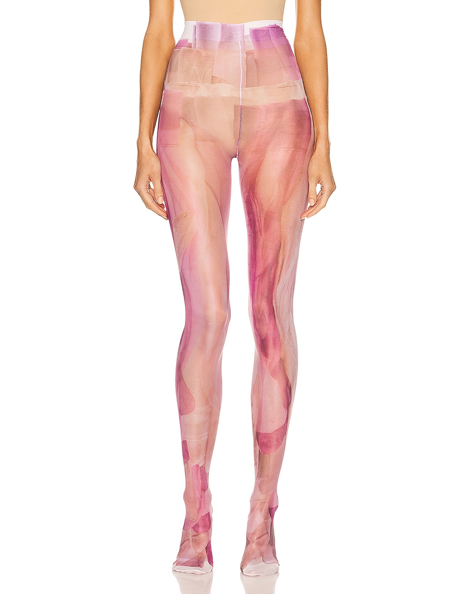 Image 1 of Acne Studios Print Tights in Lilac Purple