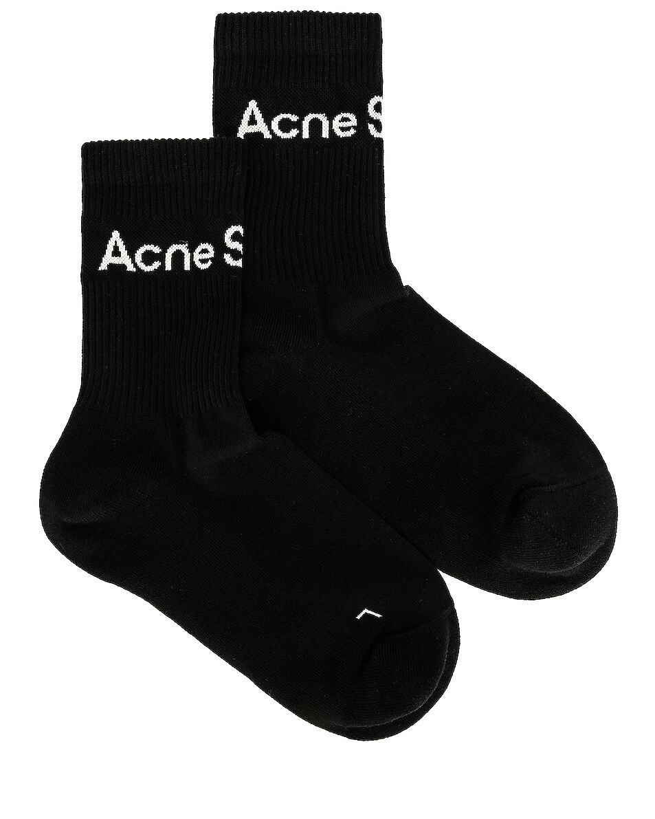 Image 1 of Acne Studios Rib Socks in Black & Ivory