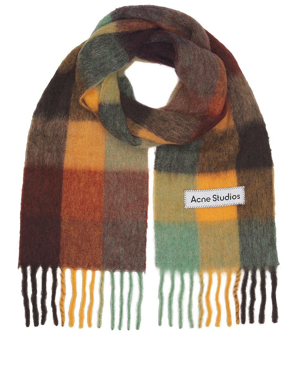 Image 1 of Acne Studios Scarf in Chestnut Brown, Yellow, & Green