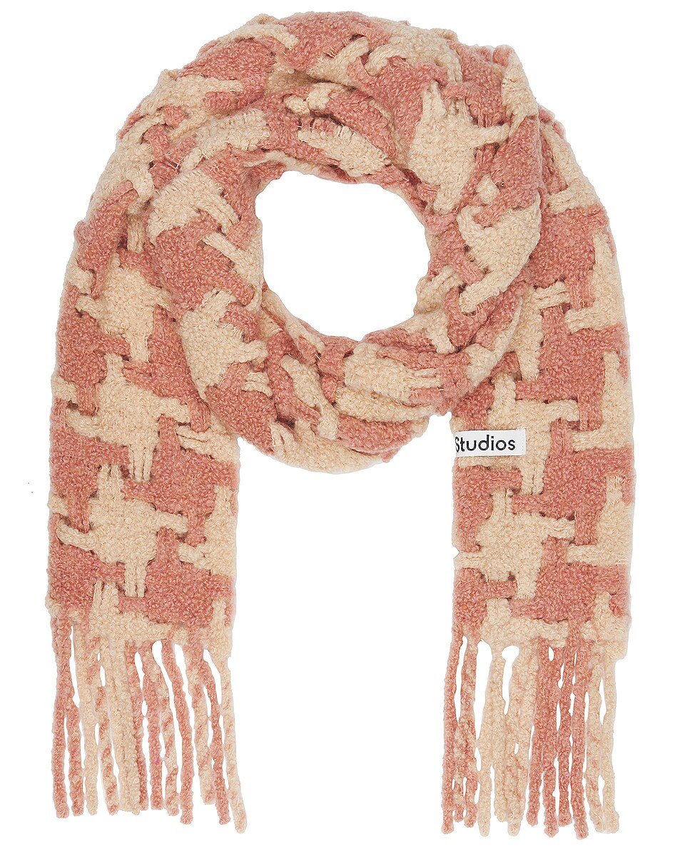 Image 1 of Acne Studios Printed Scarf in Dusty Pink & Pink
