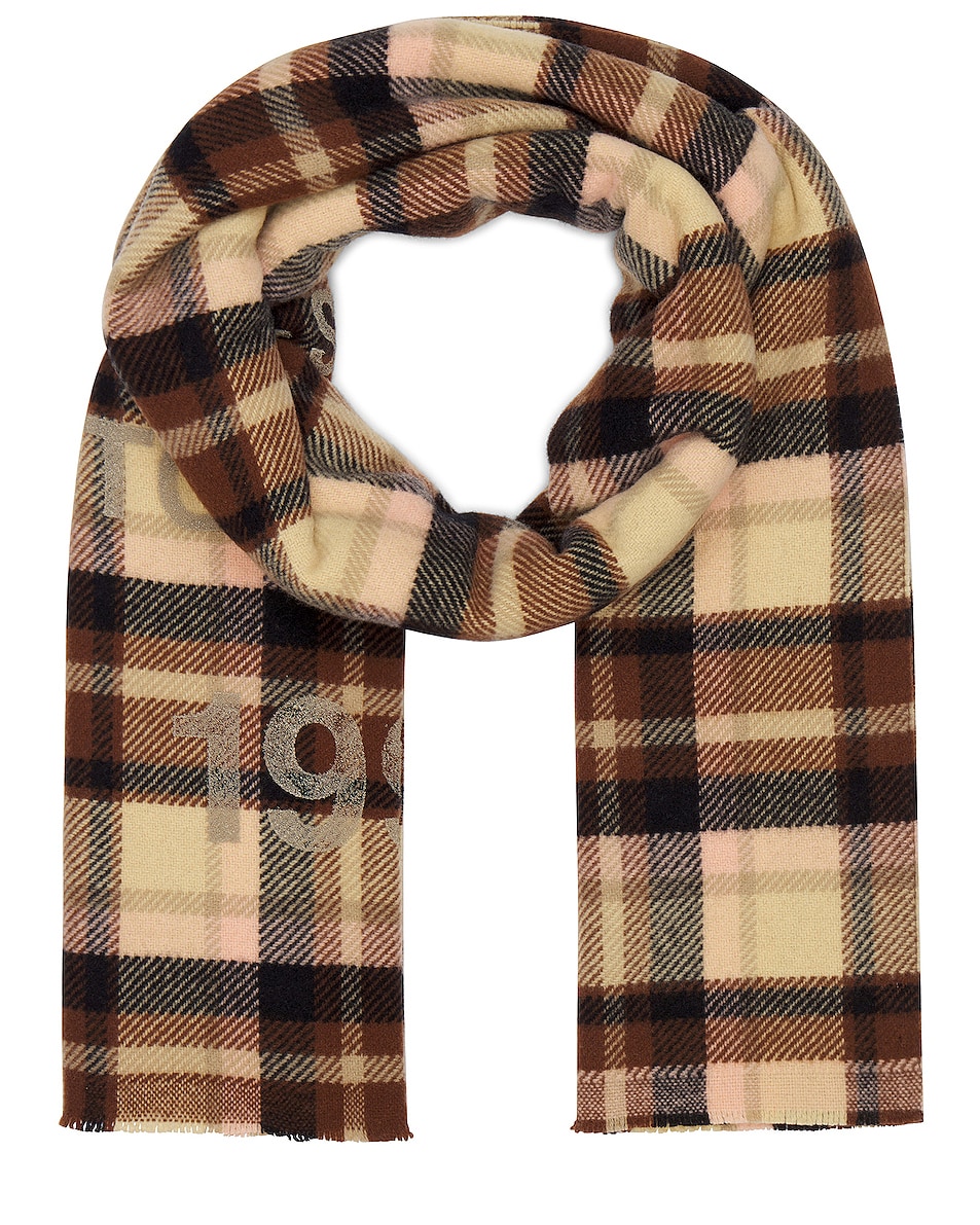 Image 1 of Acne Studios Check Scarf in Brown & Beige