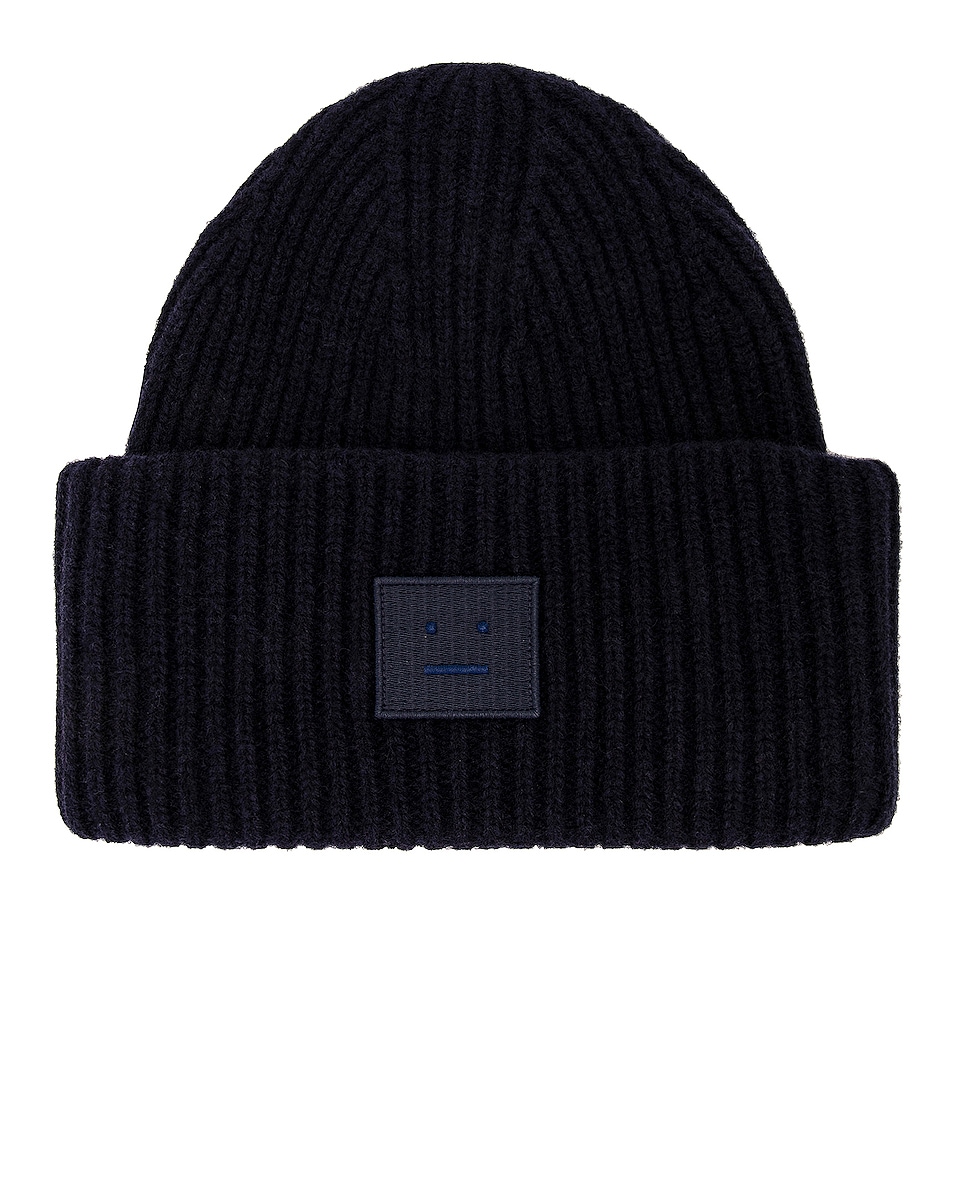 Image 1 of Acne Studios Face Beanie in Navy