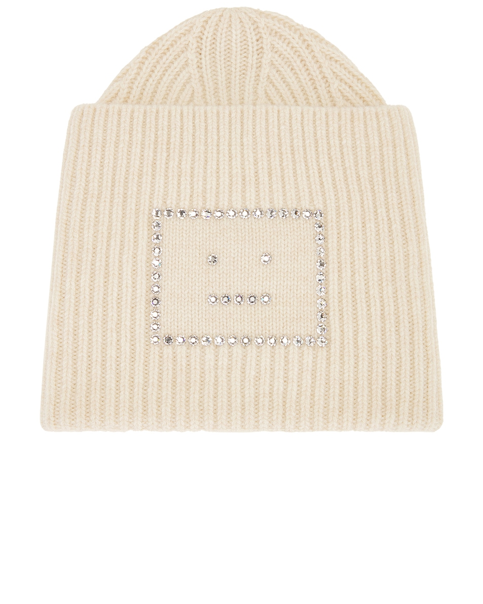 Image 1 of Acne Studios New Crystal Face Beanie in Oatmeal Melange