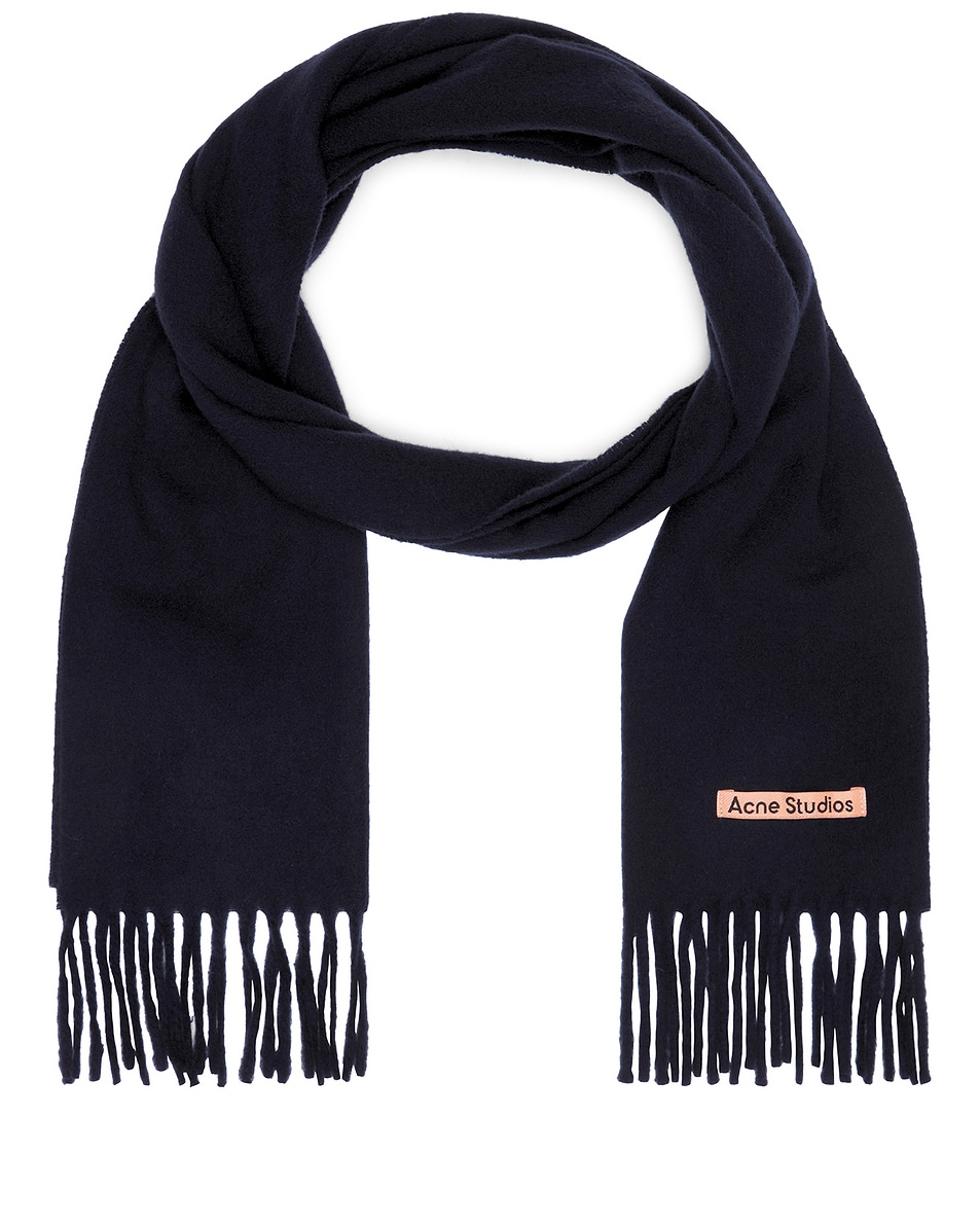 Image 1 of Acne Studios Canada Skinny Scarf in Navy Blue