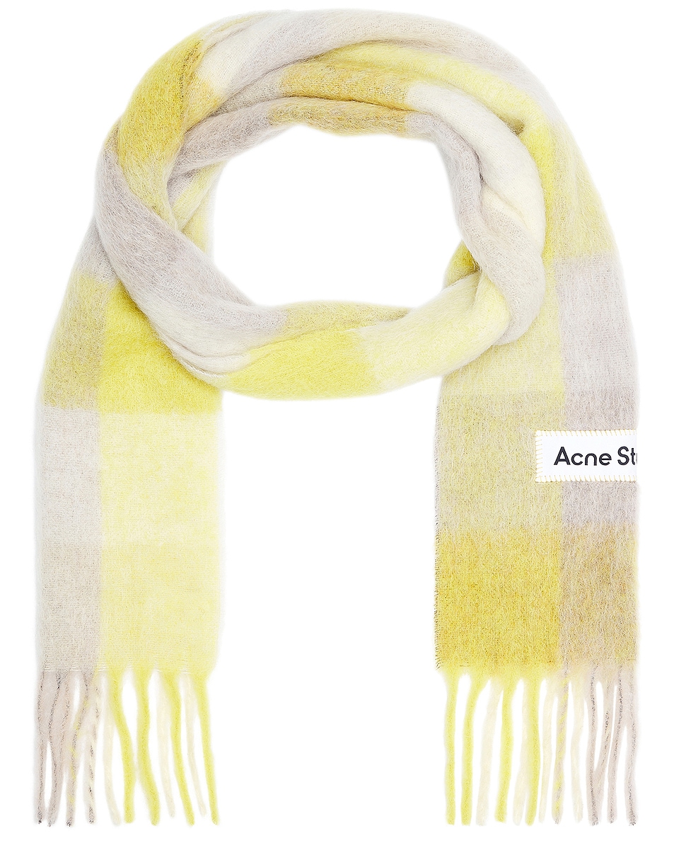 Image 1 of Acne Studios Vally Scarf in Beige & Yellow