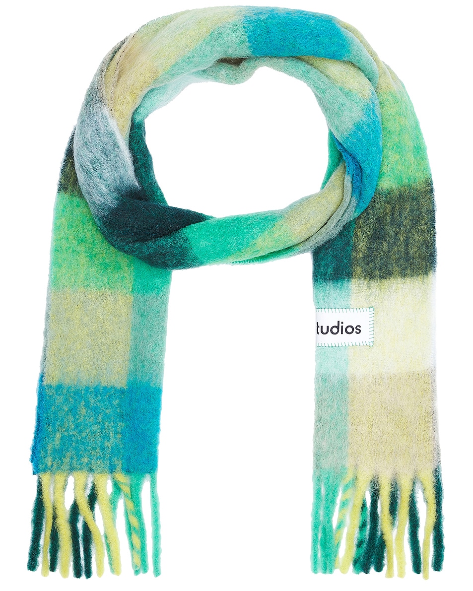 Image 1 of Acne Studios Vally Scarf in Jade Green & Yellow