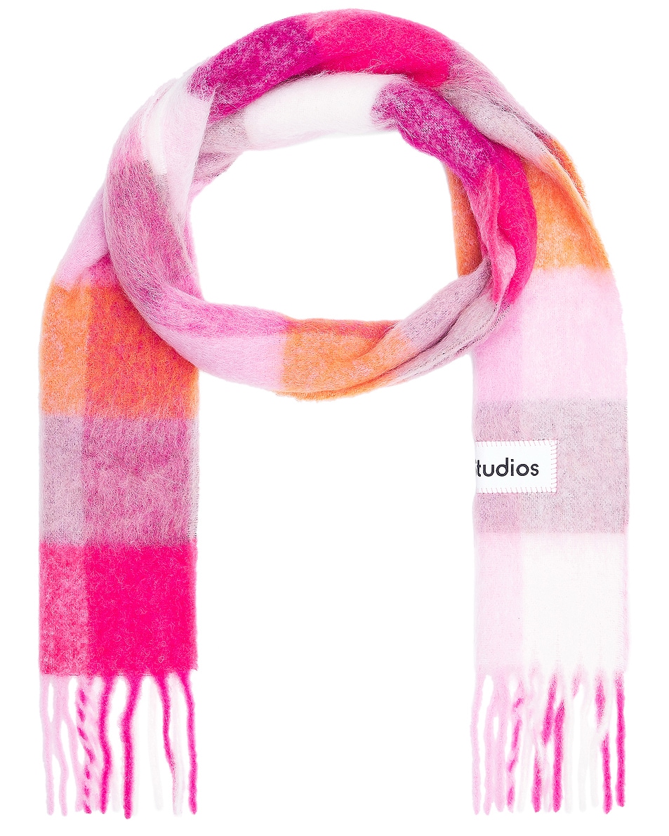 Image 1 of Acne Studios Vally Scarf in Pink, Fuchsia, & White