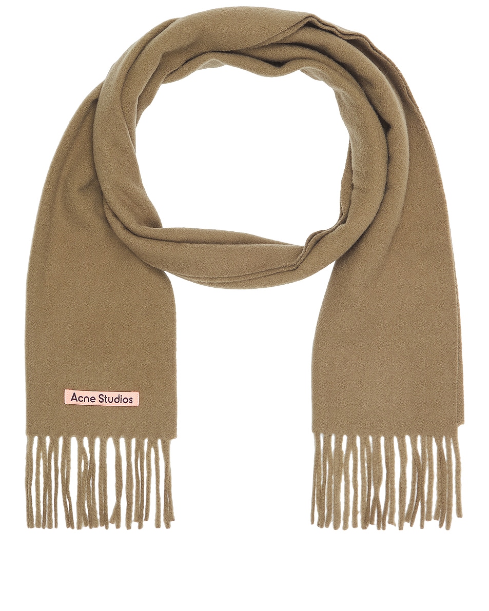 Image 1 of Acne Studios Canada Skinny Scarf in Khaki Green