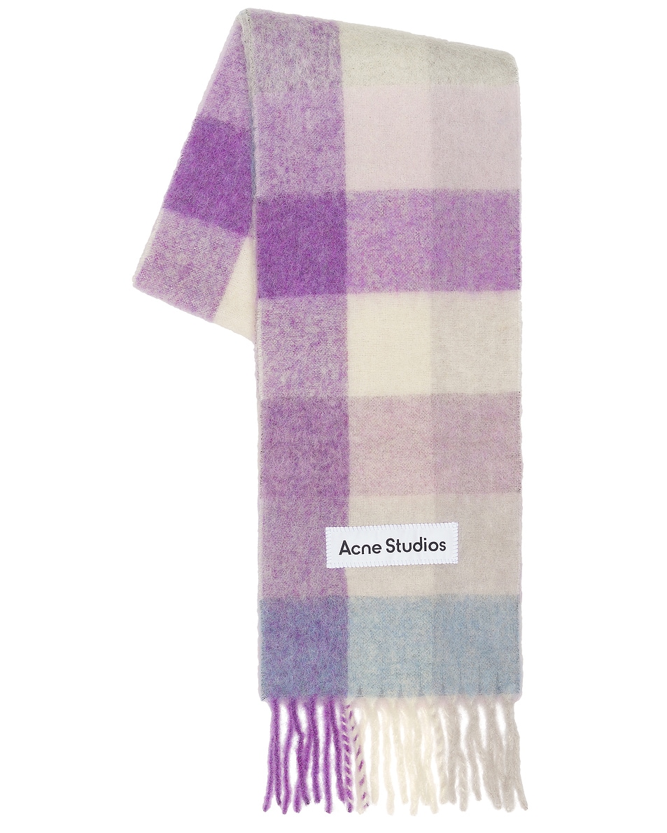 Image 1 of Acne Studios Heavy Scarf in Lilac & White