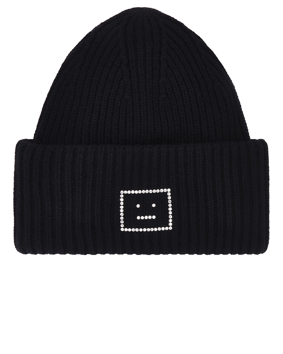 Image 1 of Acne Studios Pansy Crystal Beanie in Black