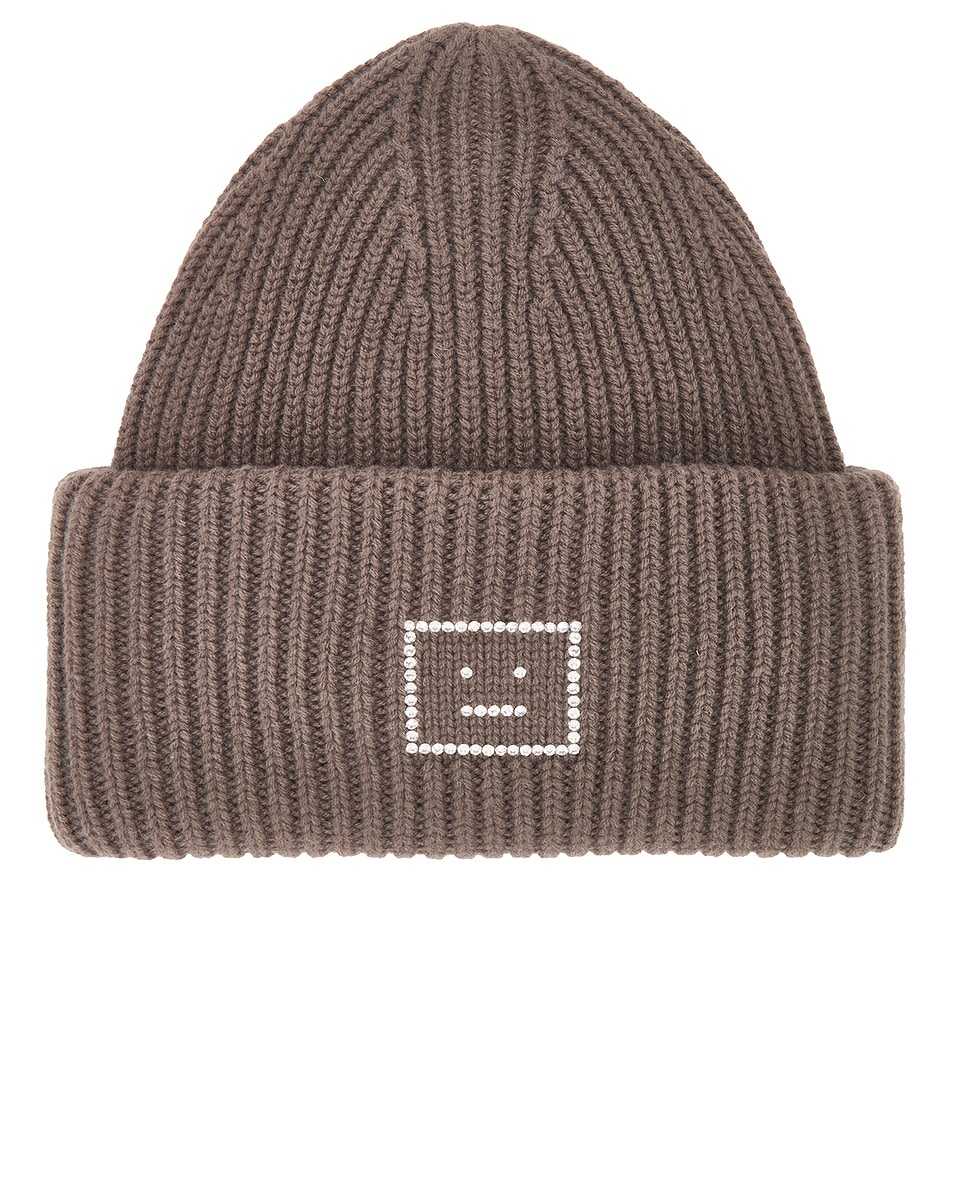 Image 1 of Acne Studios Pansy Crystal Beanie in Khaki Green