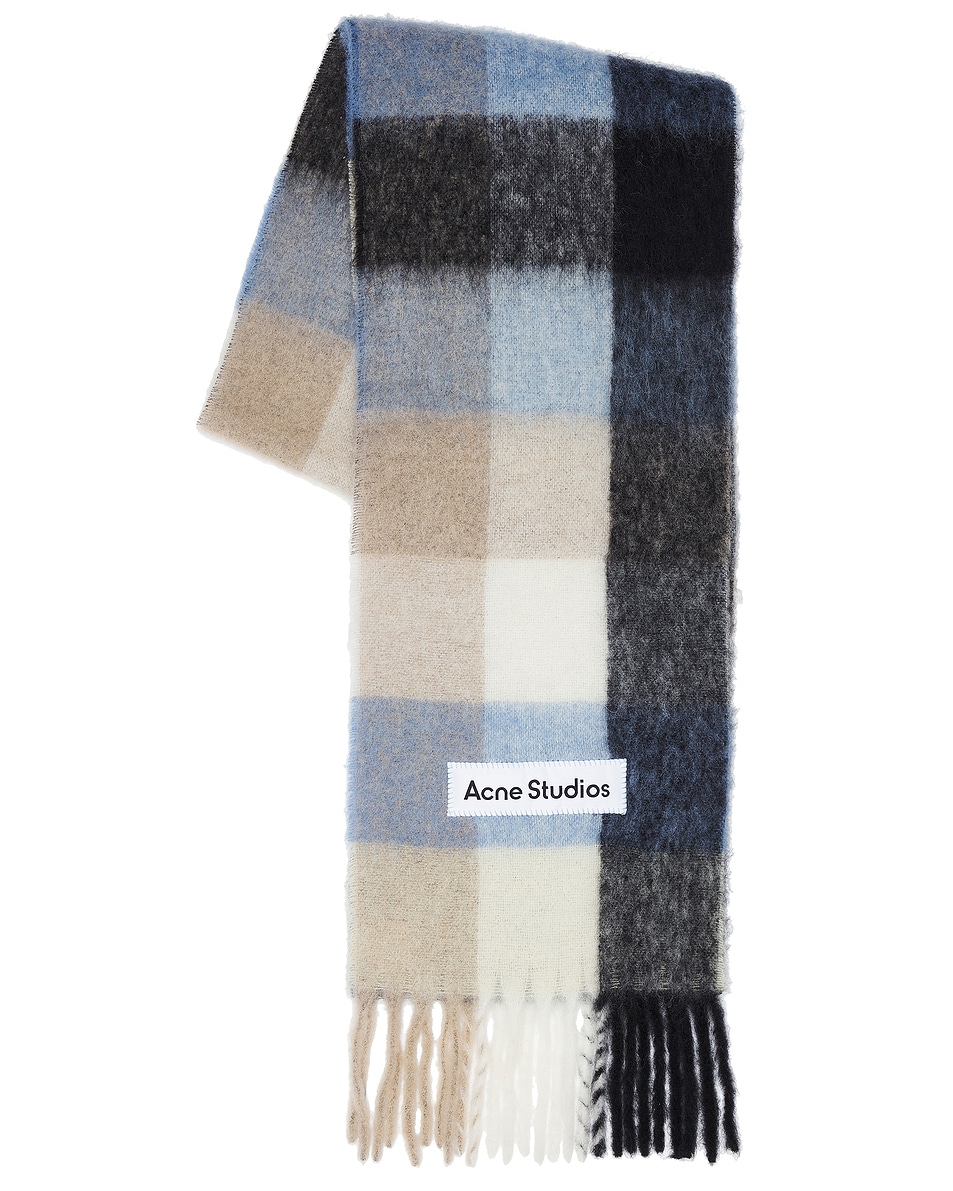 Image 1 of Acne Studios Heavy Scarf in Blue, Beige, & Black