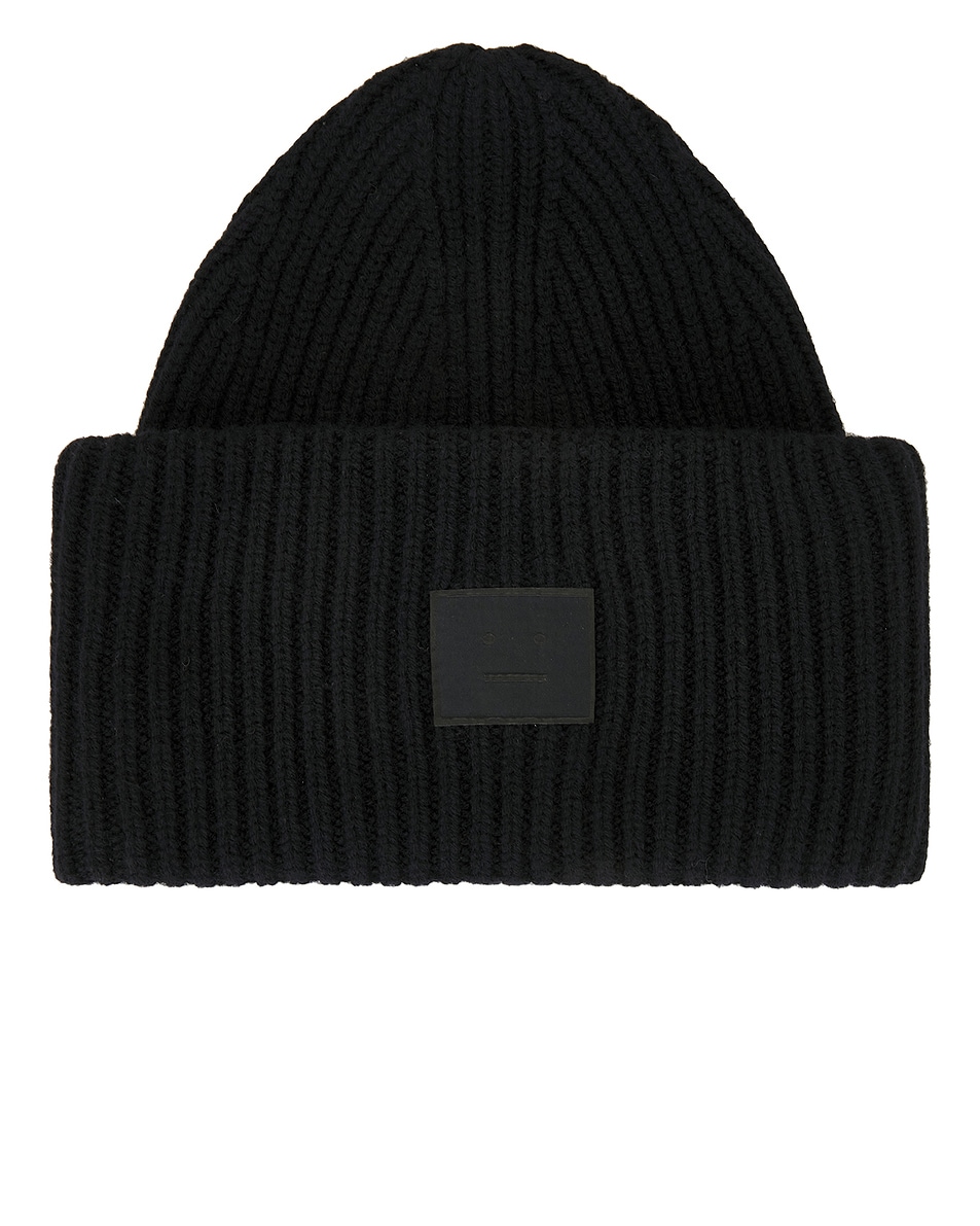 Image 1 of Acne Studios Pansy Face Beanie in Black