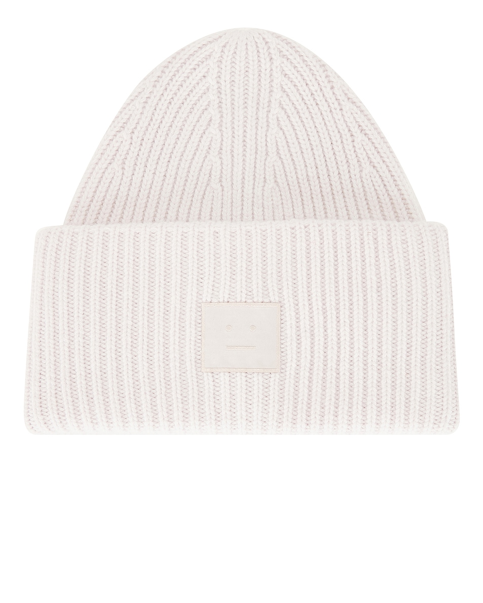 Image 1 of Acne Studios Pansy Face Beanie in Light Grey