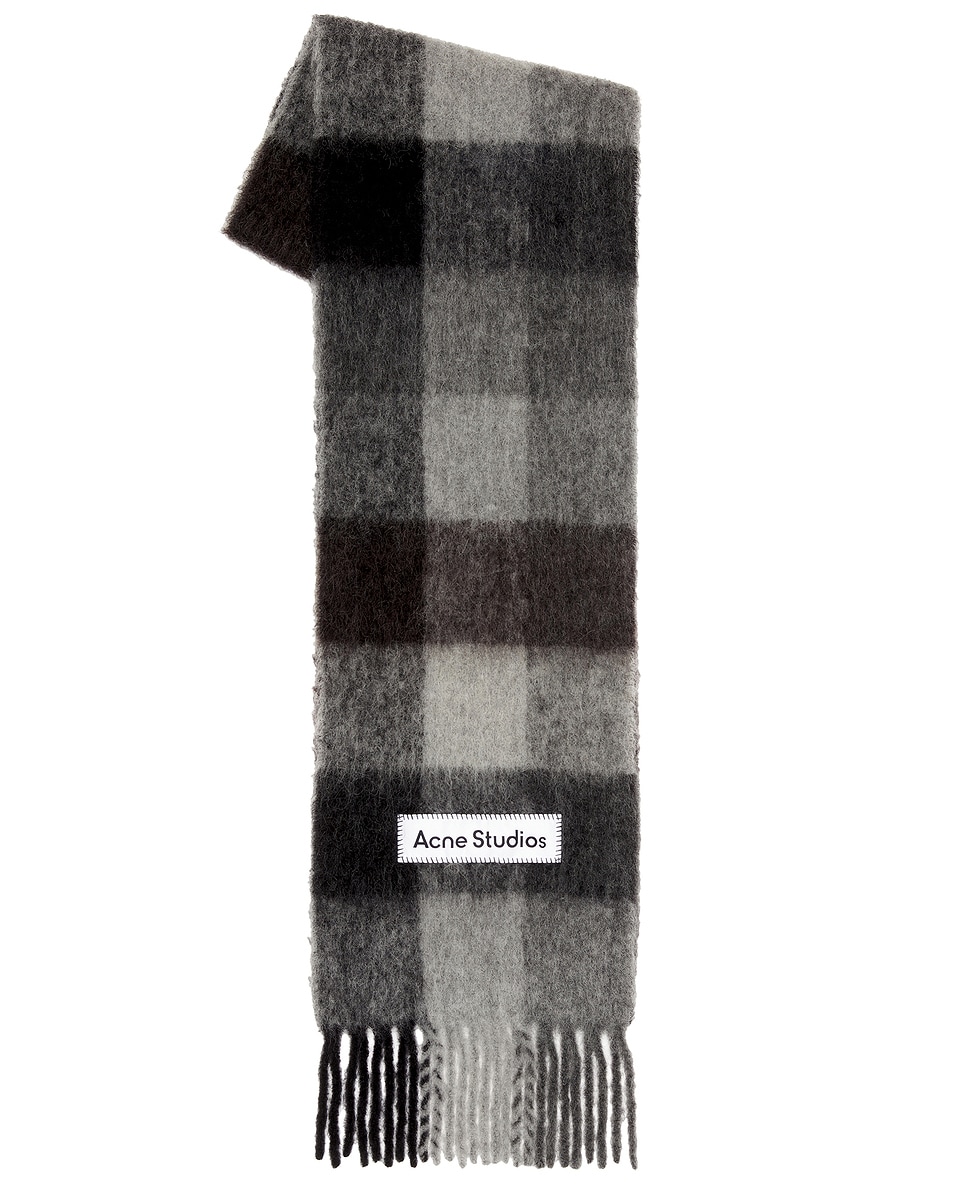 Image 1 of Acne Studios Vally Scarf in Dark Black, Grey, Dark Grey