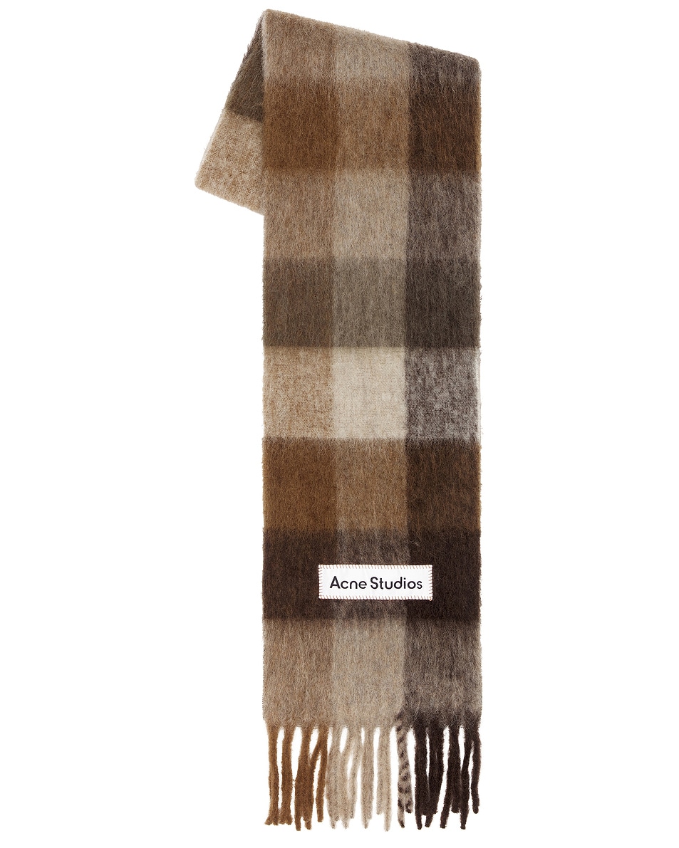 Image 1 of Acne Studios Vally Scarf in Dark Brown, White, & Brown
