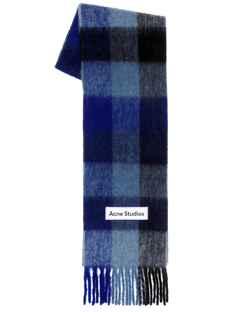 Image 1 of Acne Studios Vally Scarf in Dark Navy, Black, & Blue