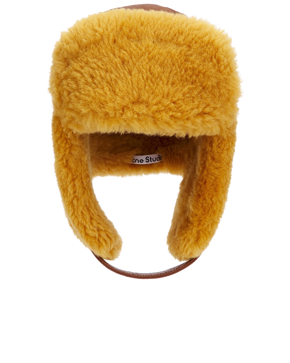 Image 1 of Acne Studios Belmet Shearling Hat in Rust Brown
