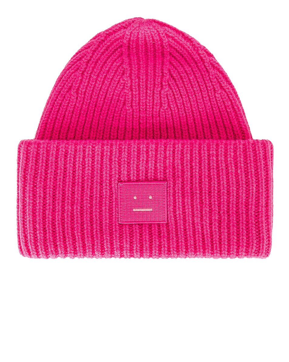 Image 1 of Acne Studios Pansy Face Beanie in Bubblegum Pink