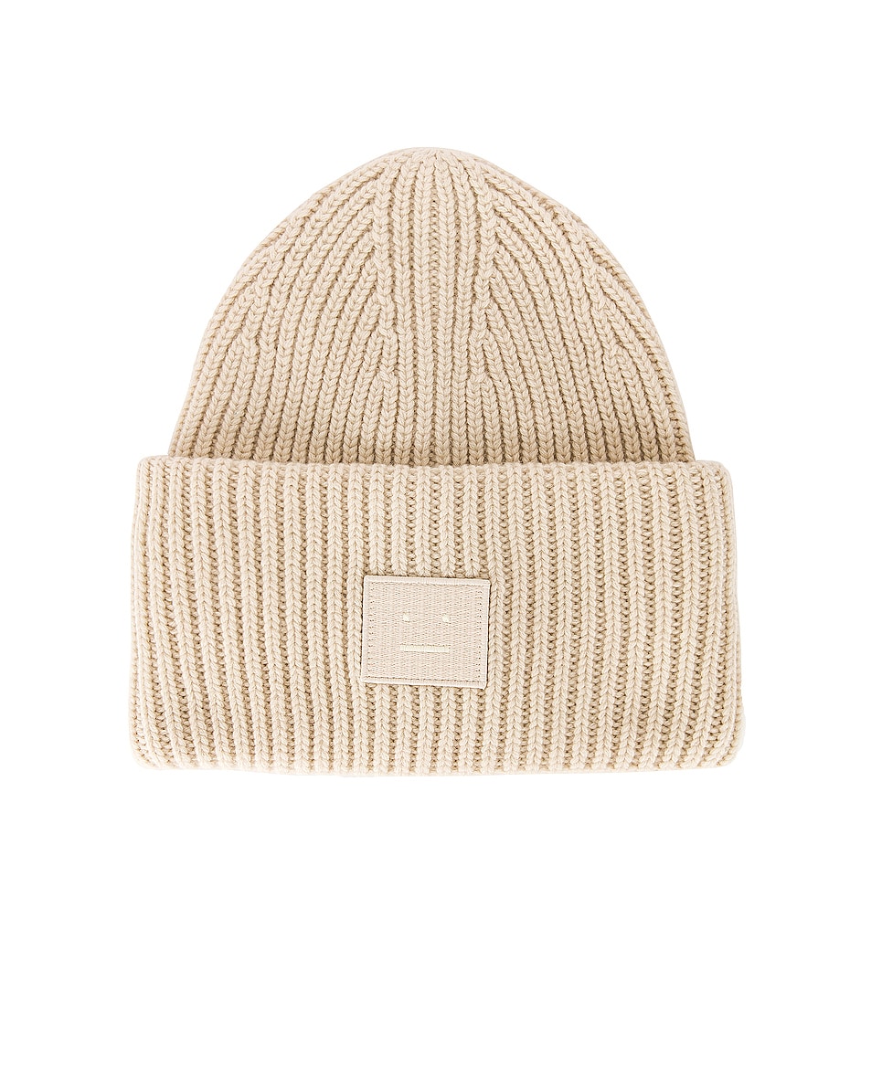 Acne Studios Pansy Face Beanie in Cream Beige | FWRD