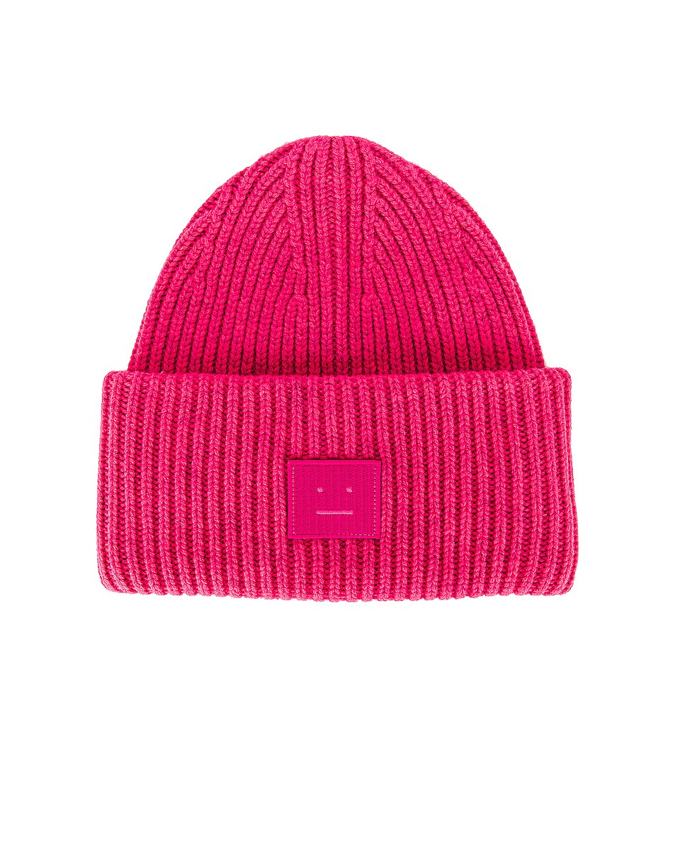 Image 1 of Acne Studios Pansy Face Beanie in Neon Pink