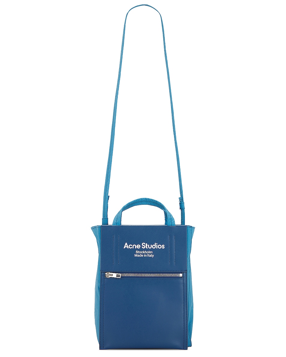 Image 1 of Acne Studios Zipper Front Tote Bag in Powder Blue & Blue
