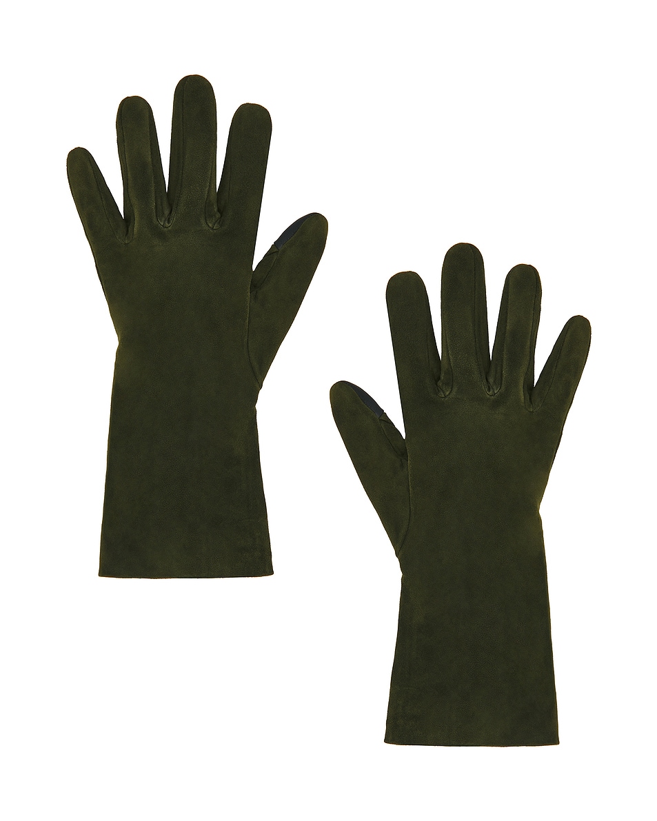 Image 1 of AGNELLE Christina Suede Gloves in Olive