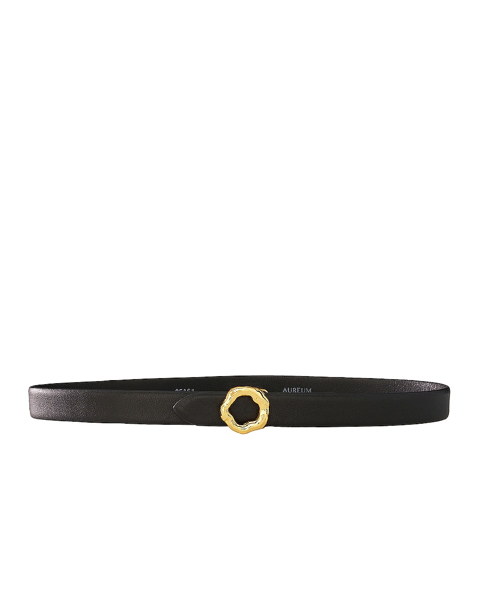 Image 1 of AUREUM Black & Gold Motif Belt in Black