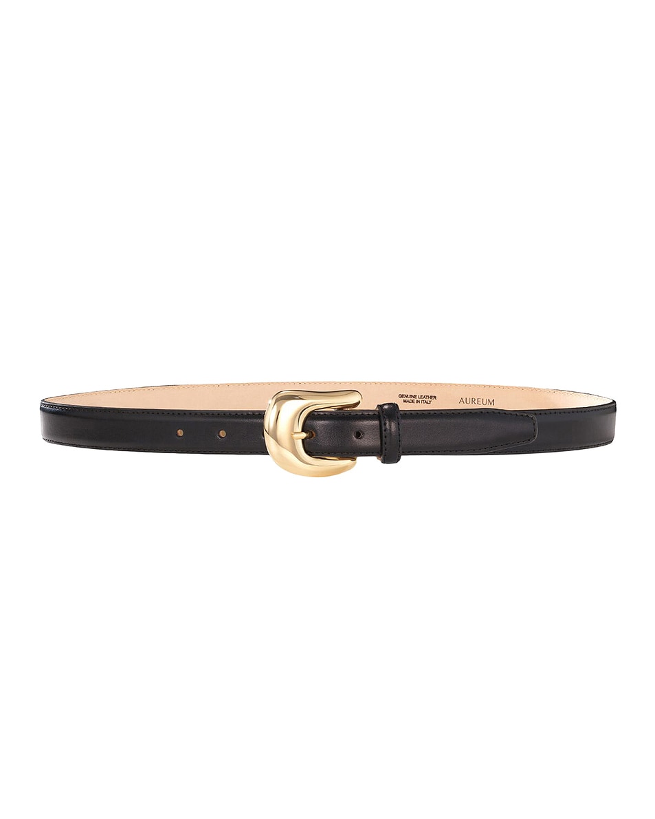 Image 1 of AUREUM Statement Buckle Belt in Black & Gold