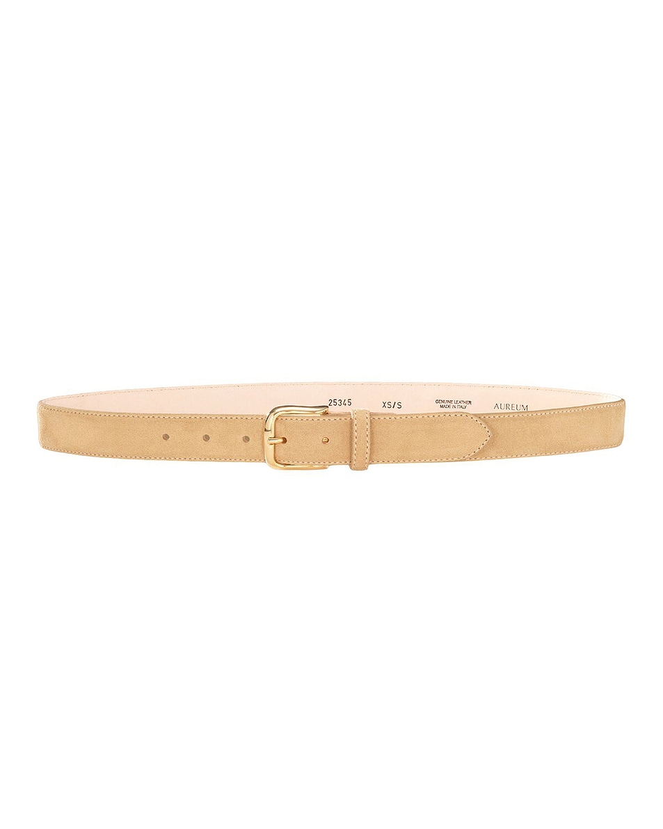 Image 1 of AUREUM Suede Buckle Belt in Sand & Gold