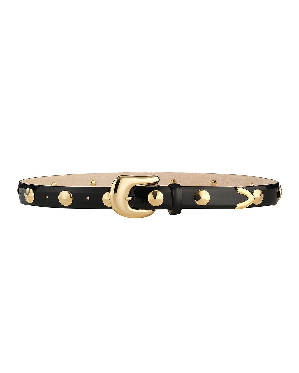 Image 1 of AUREUM Patent Studded Belt in Black & Gold