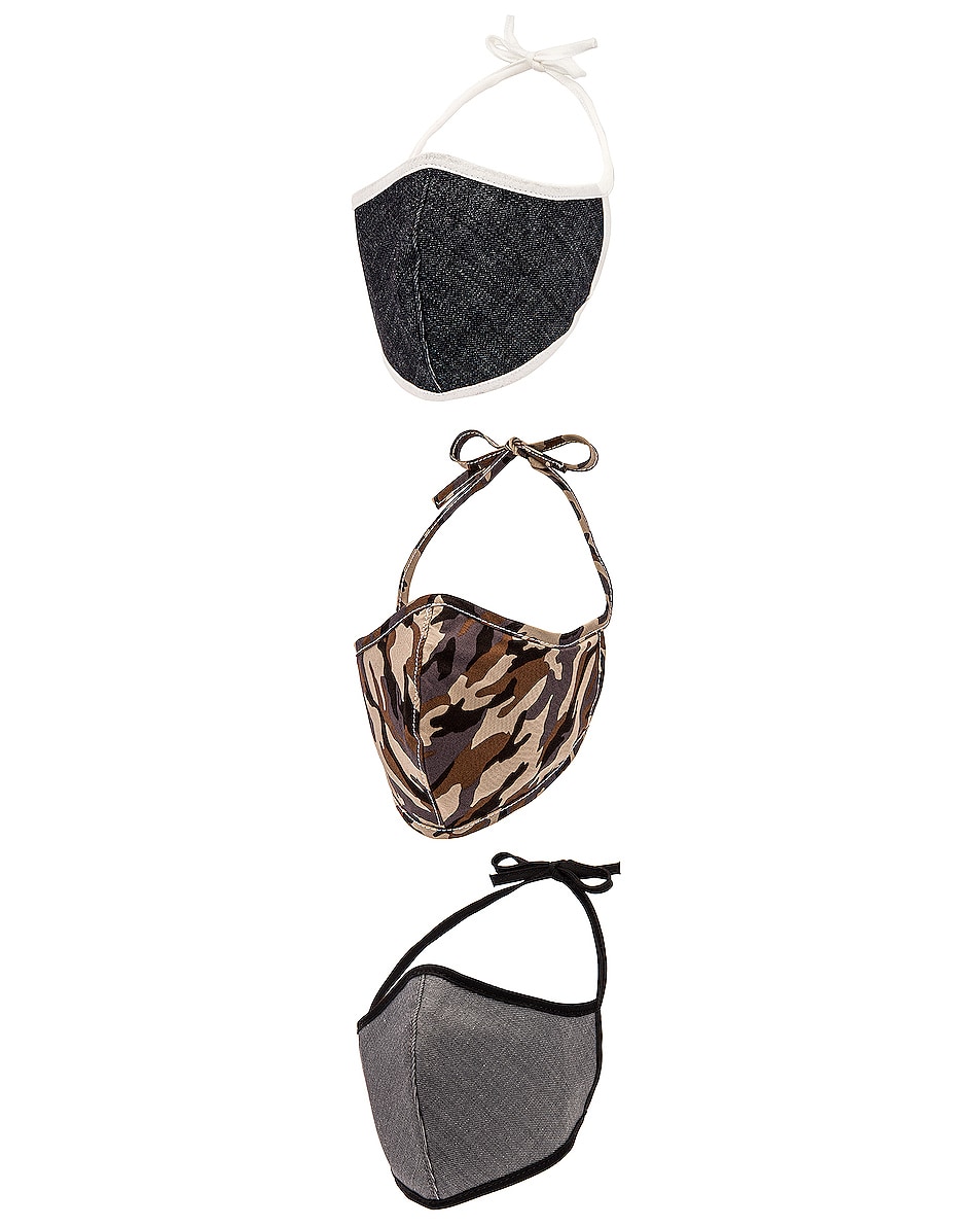 Image 1 of AGOLDE Three Pack Cotton Masks in Black, Denim, & Camo