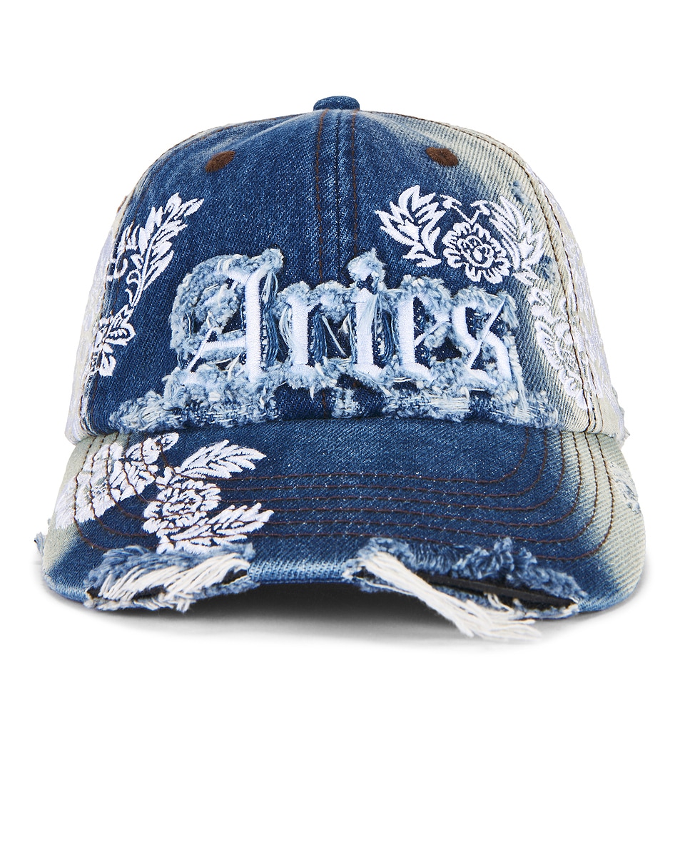 Image 1 of Aries Destroyed Lace Cap in Denim