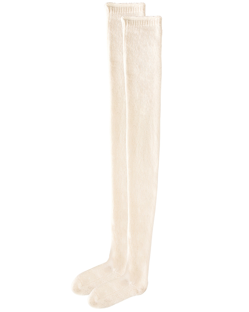 Aisling Camps Thigh High Socks in Ivory | FWRD