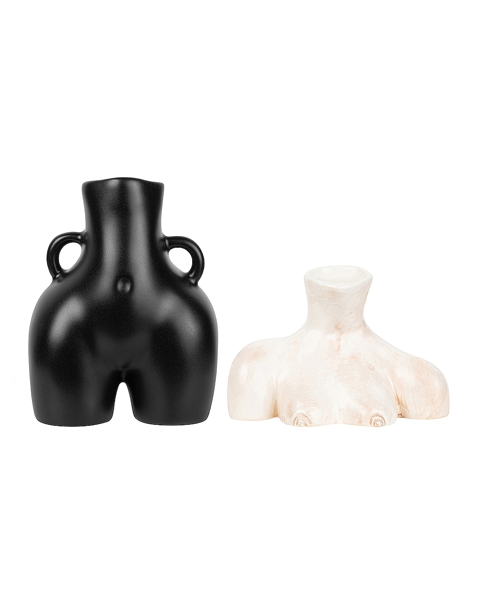 Image 1 of Anissa Kermiche Mini Love Handles Vase & Mini Breast Friend Set in Black Matte & Marble