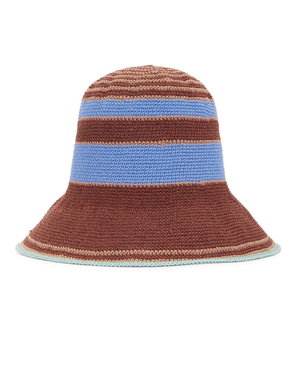 Image 1 of Akoia Swim Garis Hat in Brown & Blue