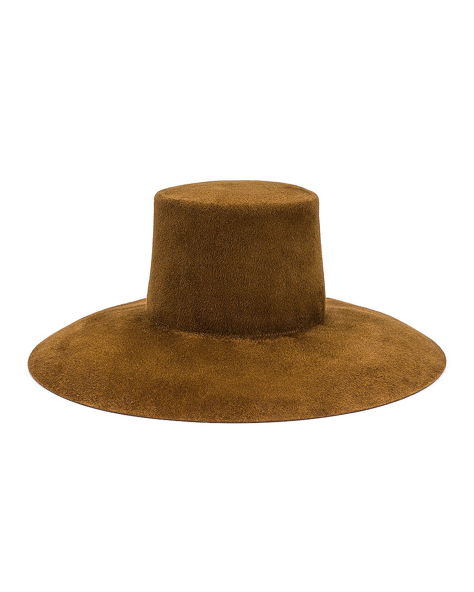 Image 1 of ALBERTA FERRETTI Velour Hat in Brown