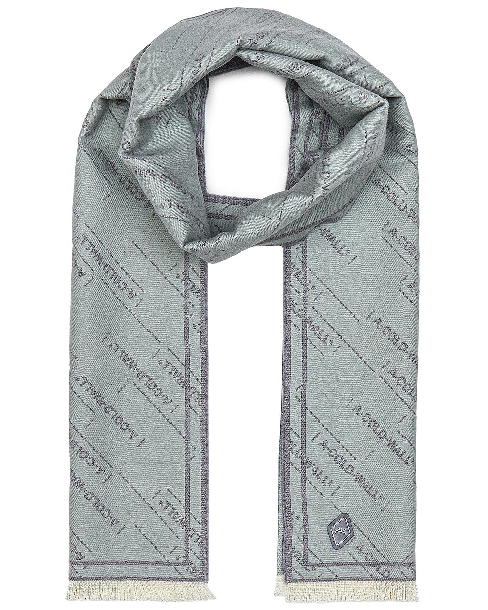 Image 1 of A-COLD-WALL* Oversized Logo Repeat Scarf in Grey