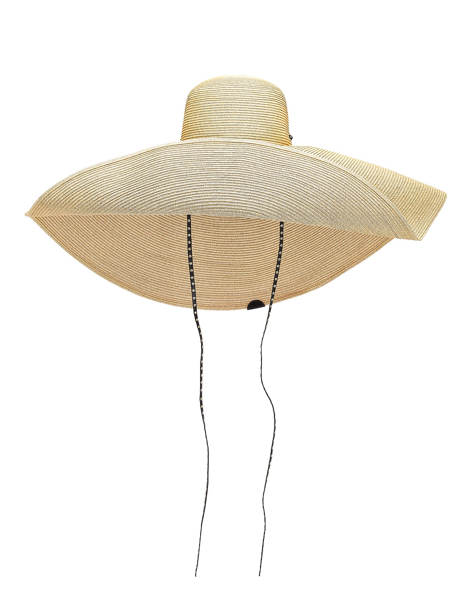 Image 1 of ALAÏA Large Straw Sun Hat With Leather Straps in Naturel