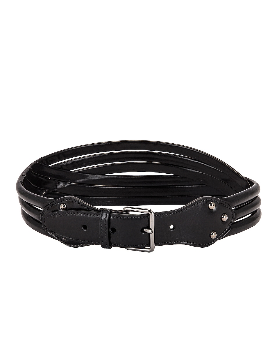 Image 1 of ALAÏA Tubulaire Leather Belt in Noir