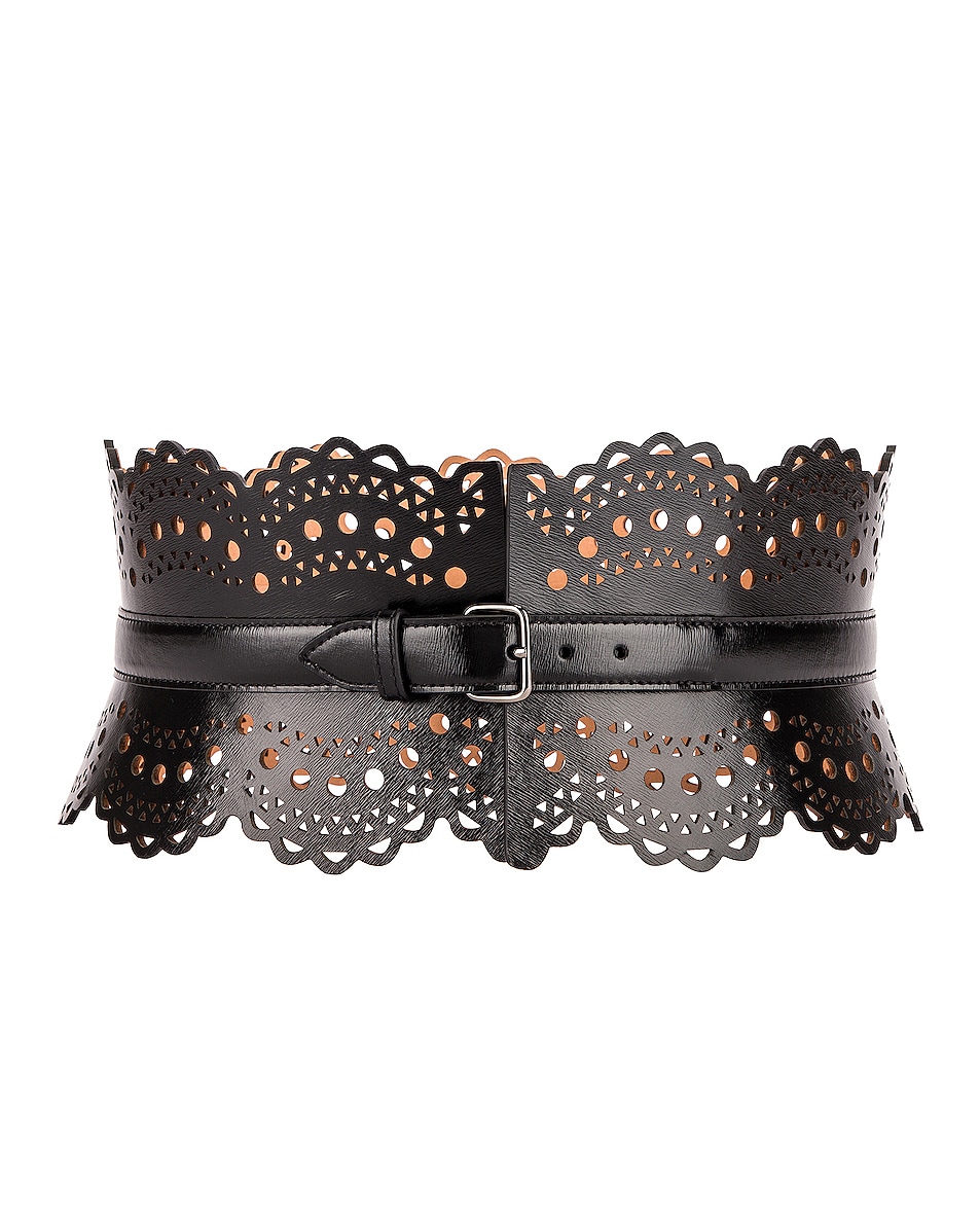 Image 1 of ALAÏA Perforated Corset Belt in Noir