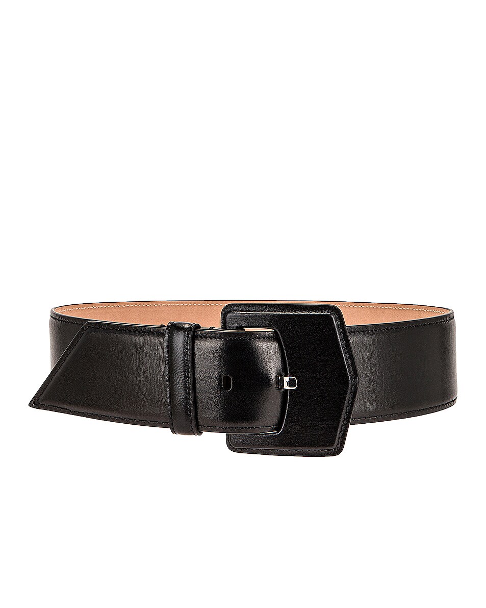 Image 1 of ALAÏA Medium Oversized Geometric Buckle Belt in Noir