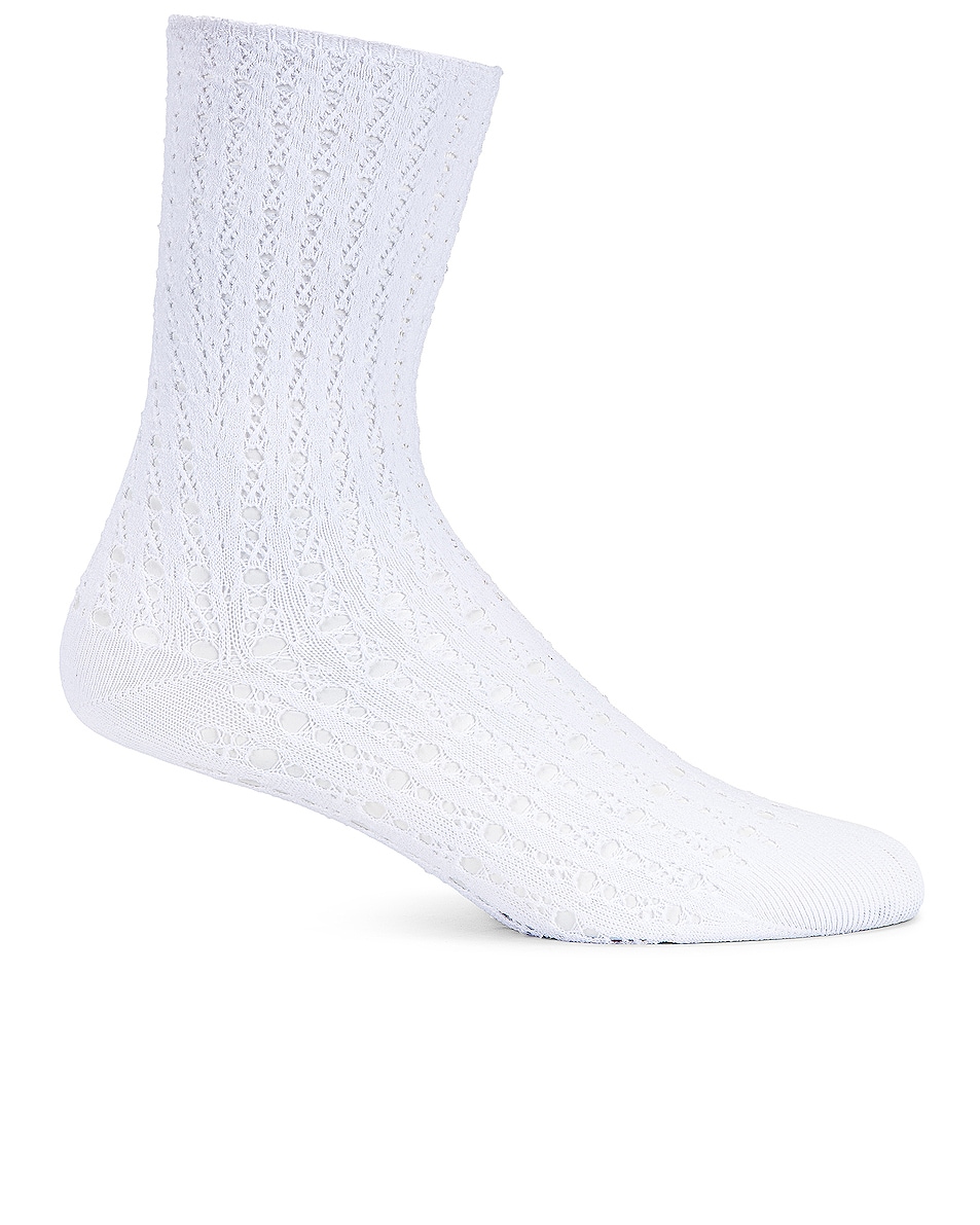 Image 1 of ALAÏA Lace Stretch Viscose Socks in Blanc Optique