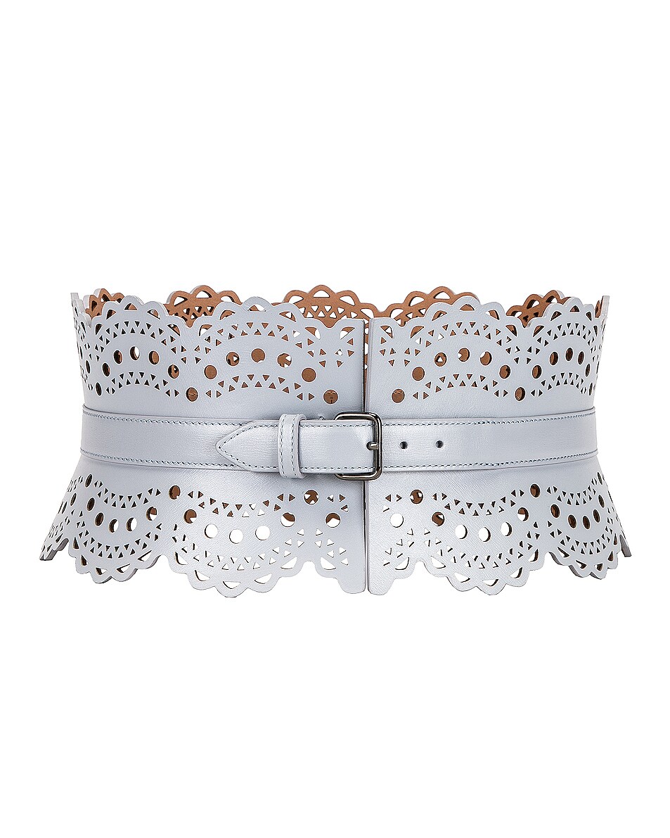Image 1 of ALAÏA Perforated Corset Belt in Nuage
