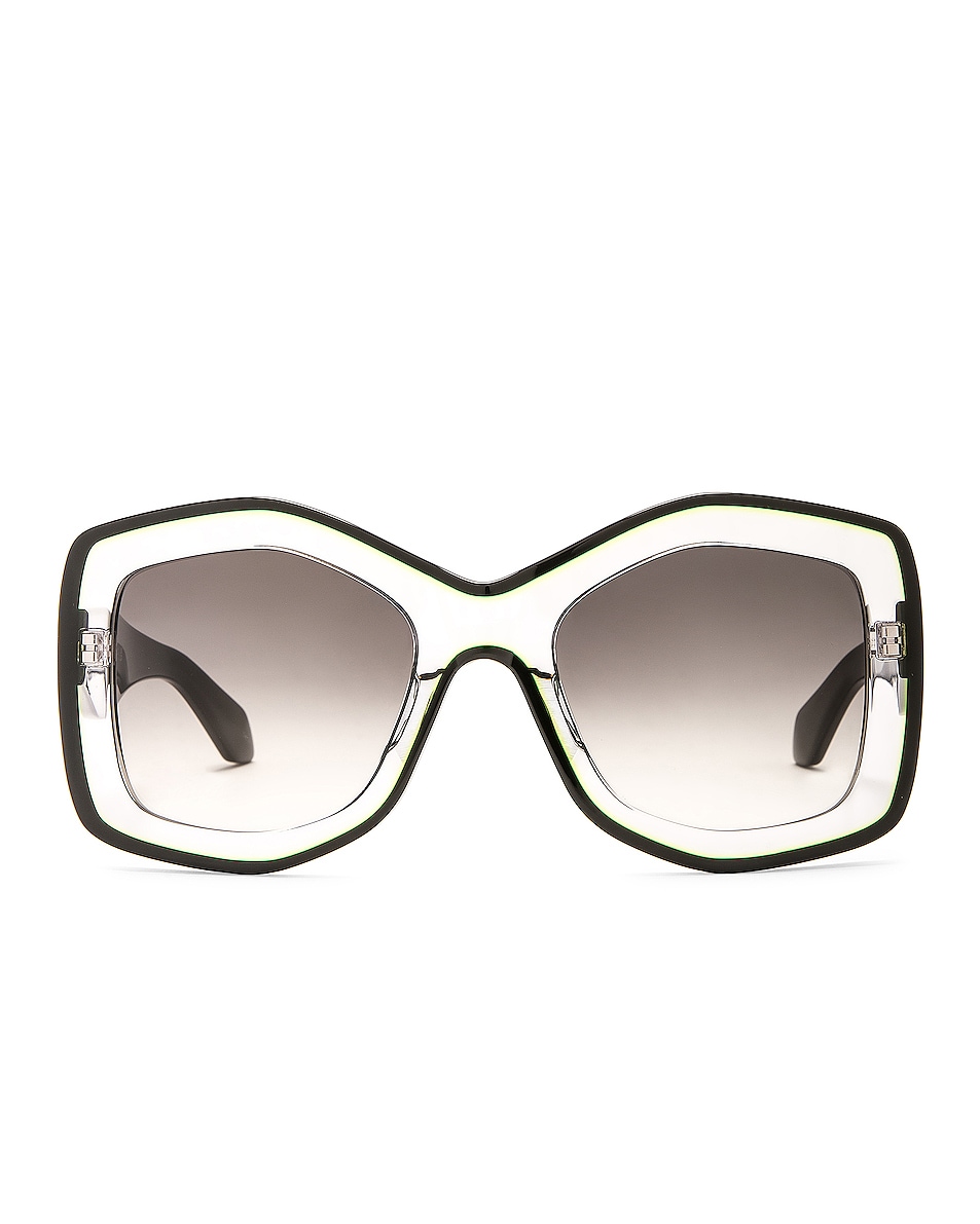 Image 1 of ALAÏA Square Acetate Sunglasses in Shiny Crystal & Black