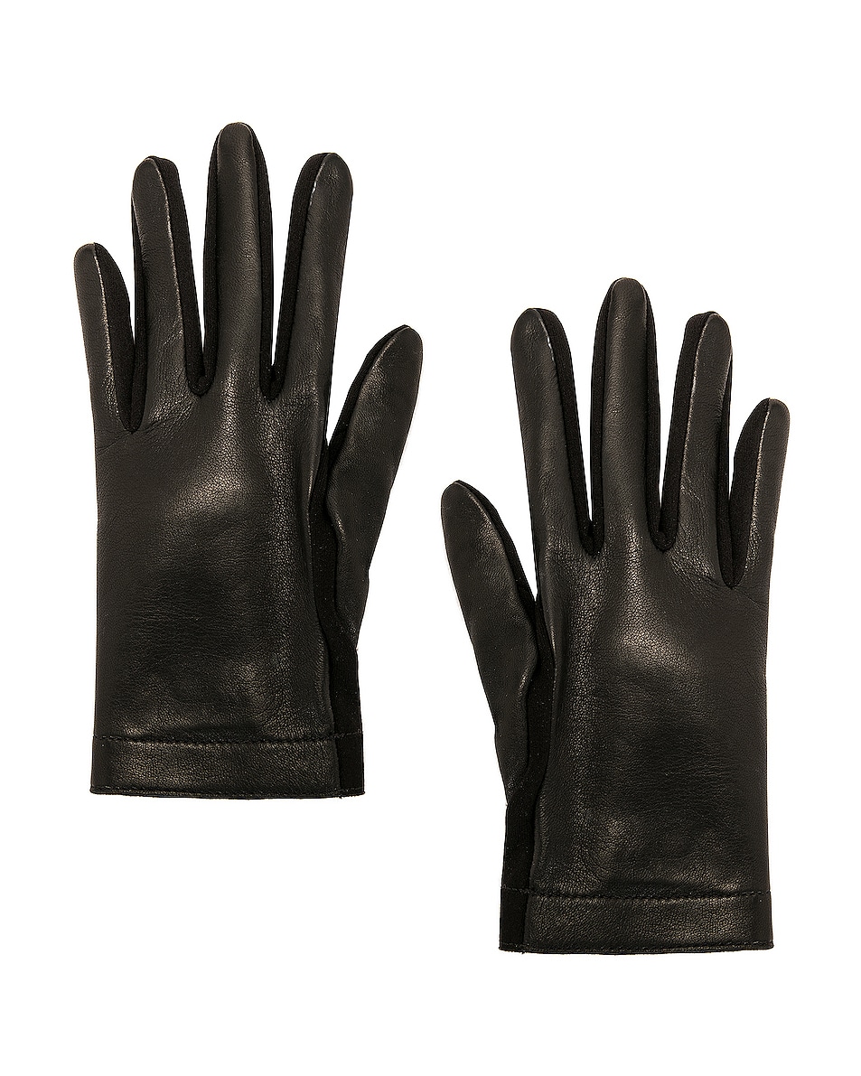 Image 1 of ALAÏA Leather Gloves in Noir